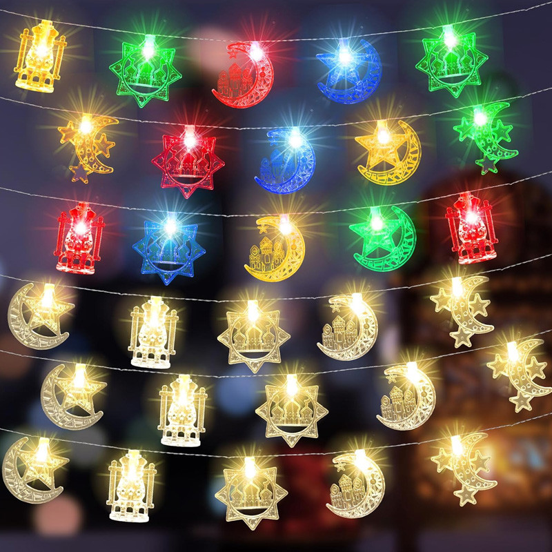 LED String Light Solar Star Moon Castle Lantern Ramadan Decoration Home ...