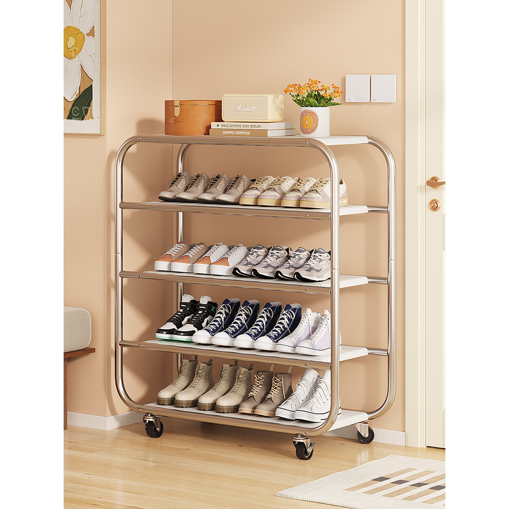 [48H Shipping] Home Doorway Mobile Shoe Rack Metal with Wheels ...