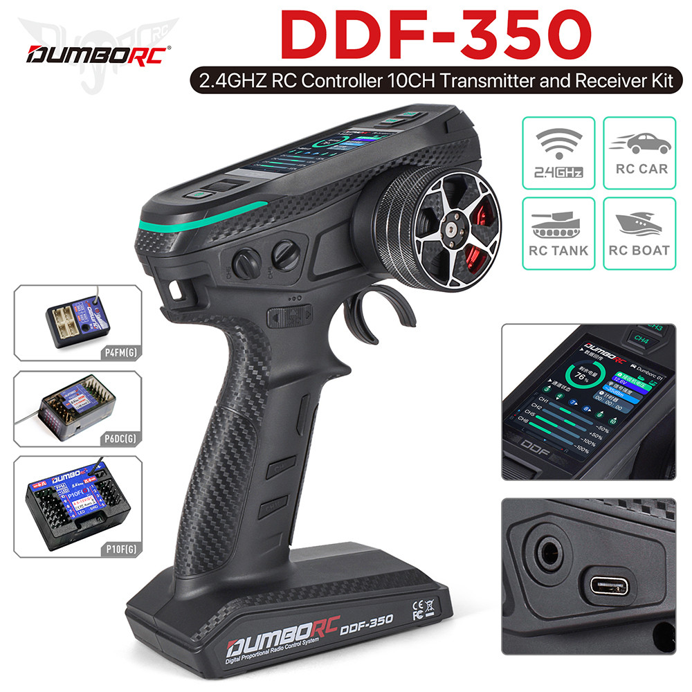 DUMBORC DDF-350 10CH RC Remote Controller 10 Channel 2.4Ghz Digital ...