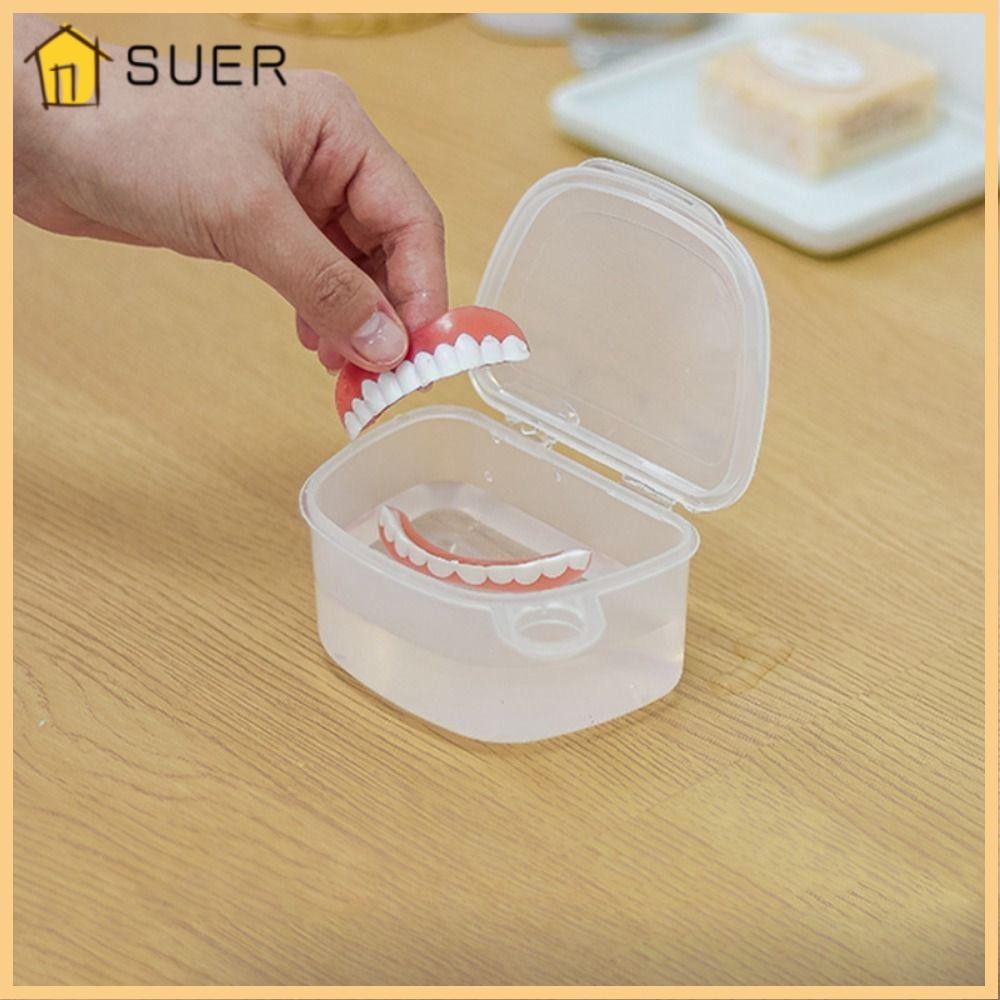 SUER Denture Bath Box, Travel Transparent Artificial Tooth Boxes ...