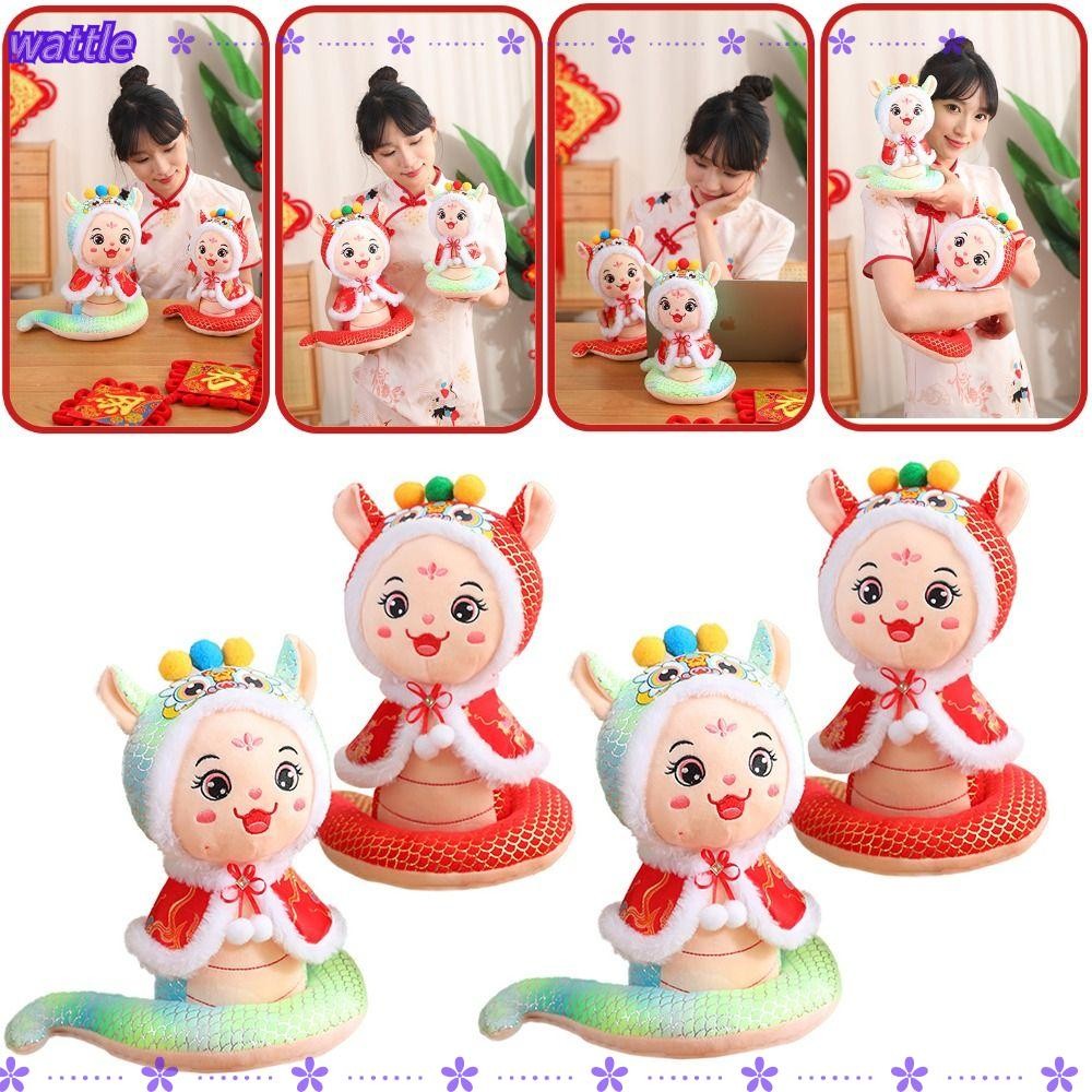 WATTLE Stuffed Animals Toy, Snake Year Mascots Toy Cute Cloak Snake ...