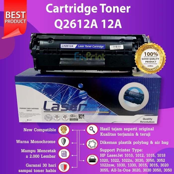 FixPrint Cartridge Toner Xantri 12A Q2612A Compatible for Printer LBP2900 LBP 2900 Premium Grade Xantri - Gambar 2