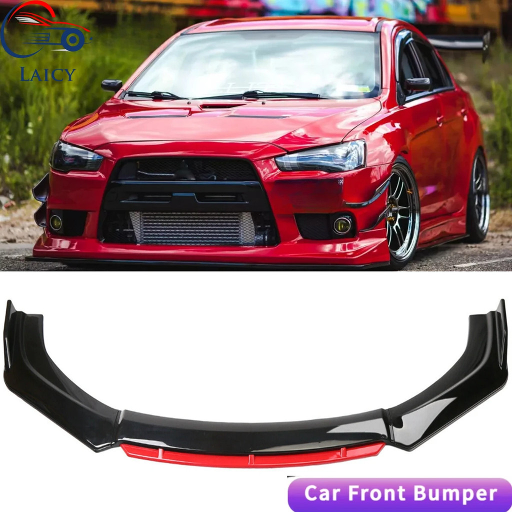 Universal 4-Fin Rear Bumper Diffuser For Mitsubishi Lancer Evo X - ABS Plastic, Black, With Screws