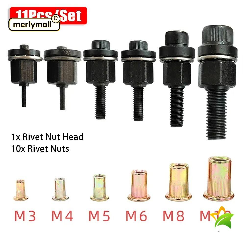 MERLYMALL 11Pcs/Set Hand Rivet Nut, M3 M4 M5 M6 M8 M10 For Rivet Nut ...