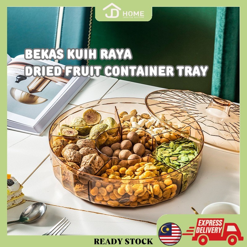 Round Candy Tray Food Storage Snack Tray Dried Fruit Container With Lid ...