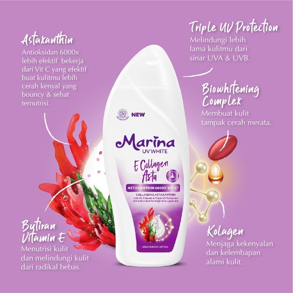 Marina Hand & Body Lotion UV White - Body Serum / Merah Jingga Official - Gambar 4