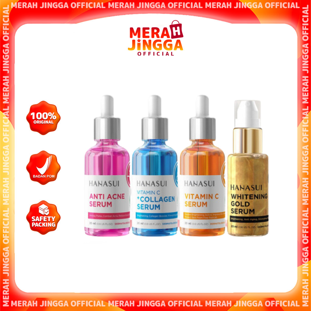 HANASUI Serum Vit C + Collagen / Anti Acne / Vitamin C / Whitening GOLD / Bright / Merah Jingga Official