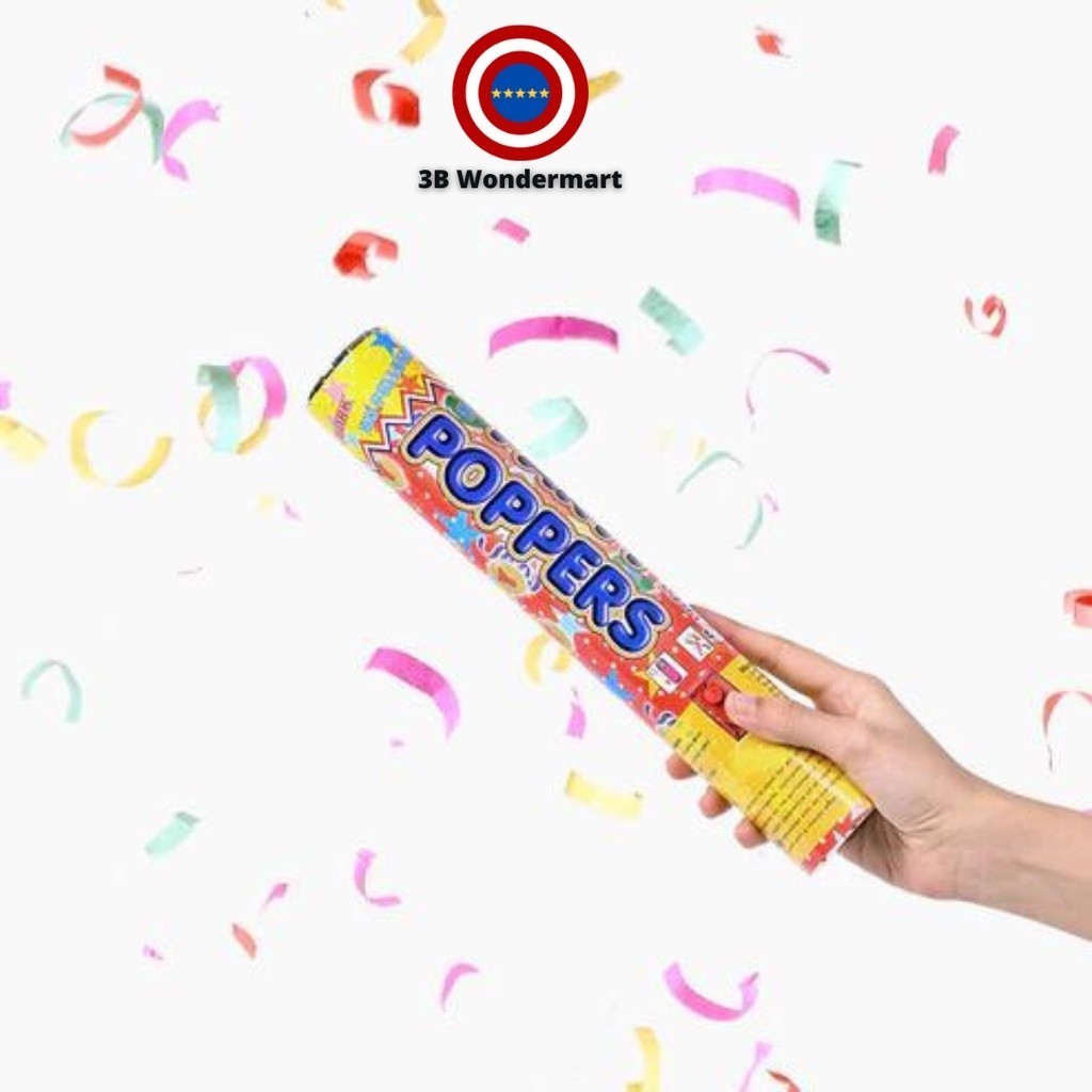 Button Press Style Paper Confetti Party Poppers 30cm 60cm & 80cm Party ...