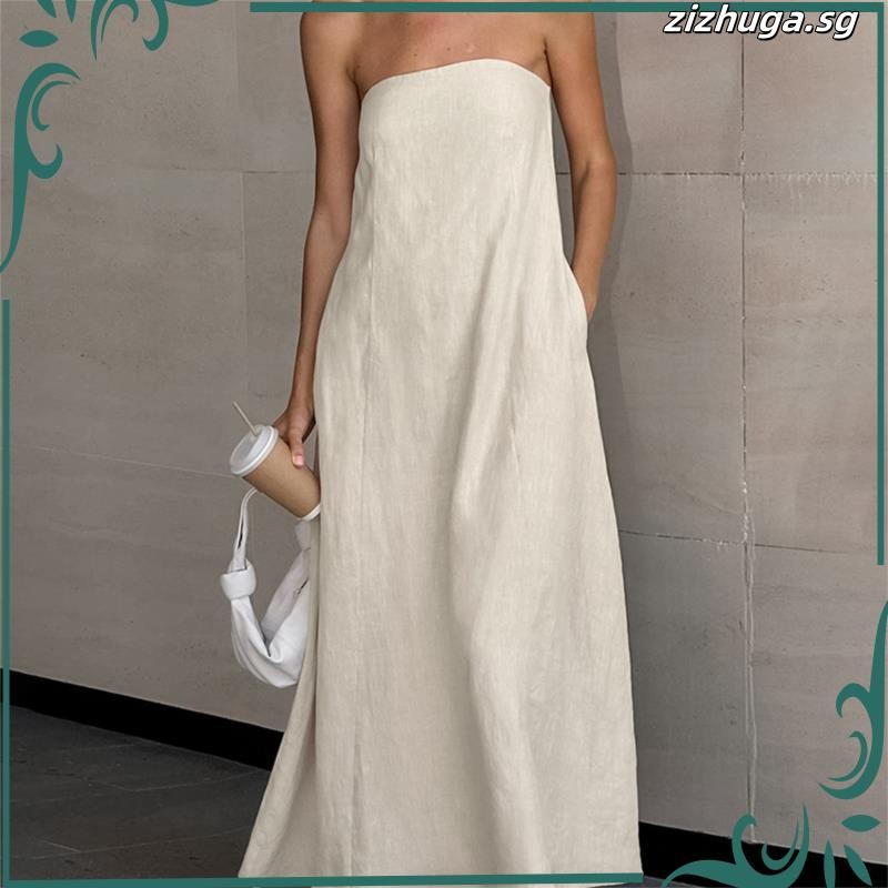princess polly baby blue dress Cotton and Linen Maxi Dresses for Women Sexy Off Shoulder Sleeveless Summer  Dress Holiday Beach Sundress with Pockets