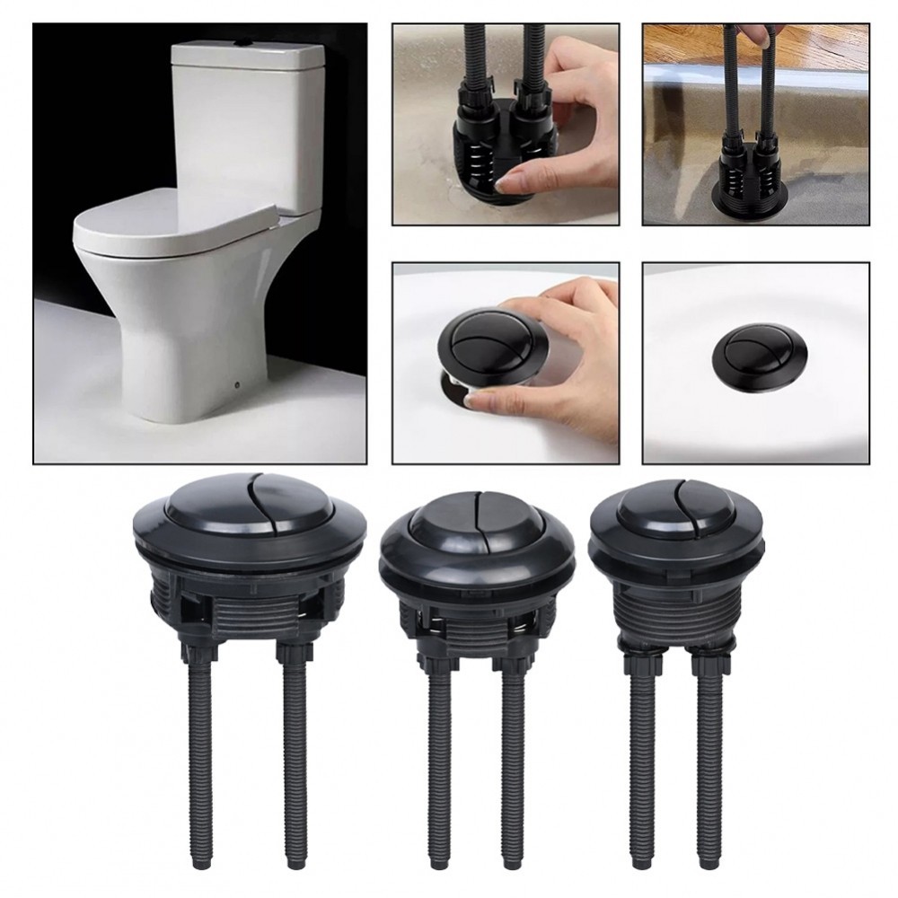 Round Black Toilet Flush Button with Dual Mechanism for Water ...