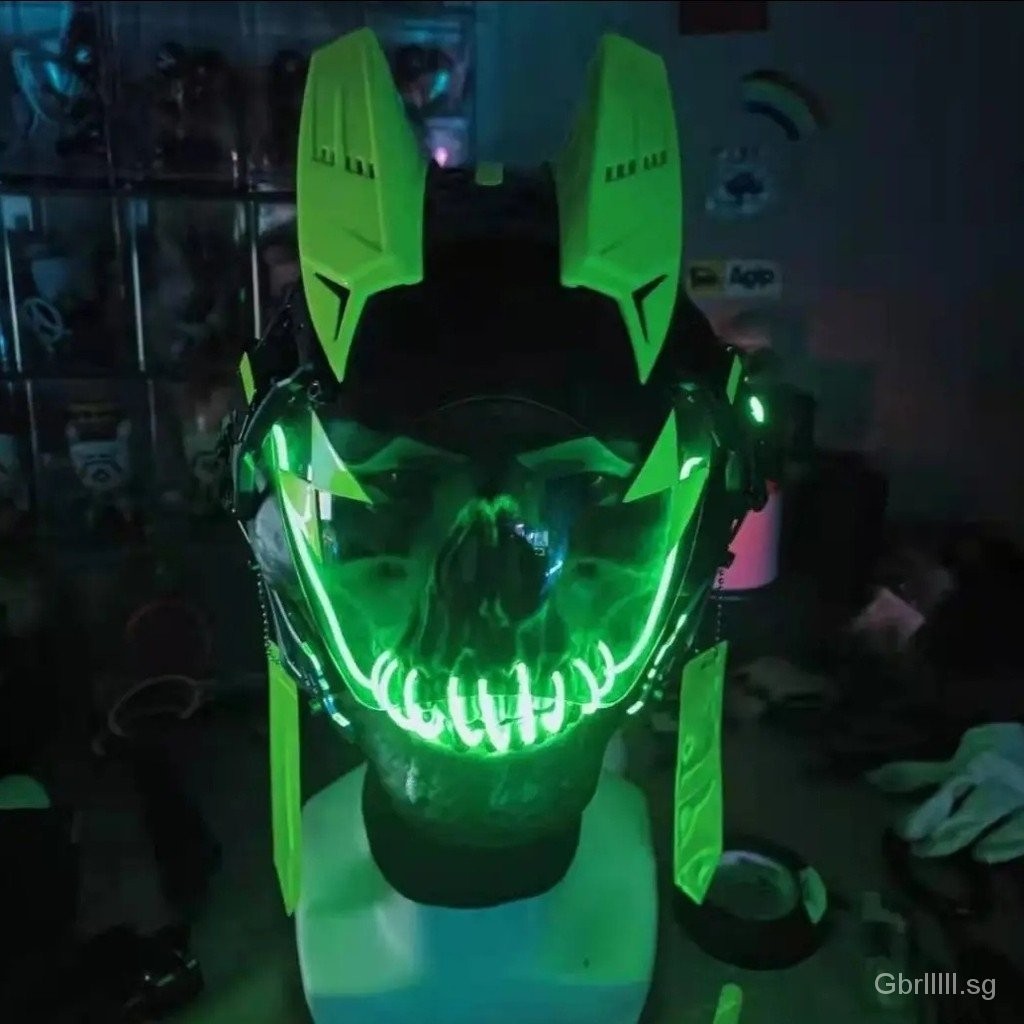 Cyberpunk Halloween Mask Glowing Horror Mask(Free diy Customization ...