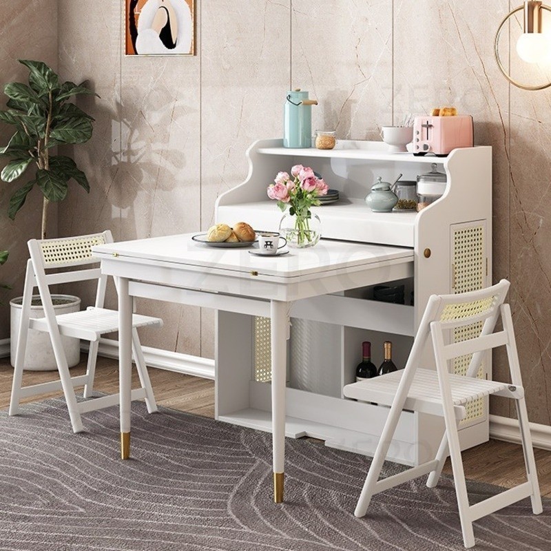 Solid Wood Dining Table With Folding And Retractable Design Small ...