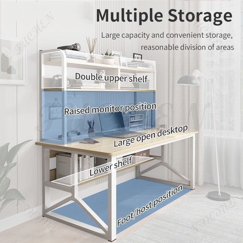 Computer Table with Book Shelf Student Study Desk Writing Desk Steel ...