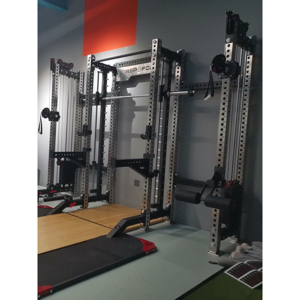 REP FORCE Commercial Open Squat Rack Bench Press Rack Smith Machine Big ...