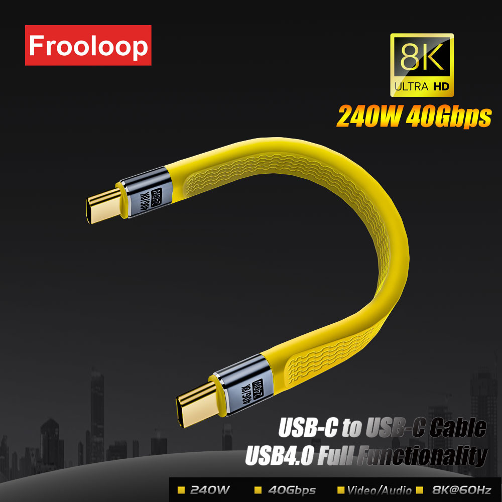 240W 40Gbps I Shape USB C to USB C Short Cable Right Angle Adapter USB ...