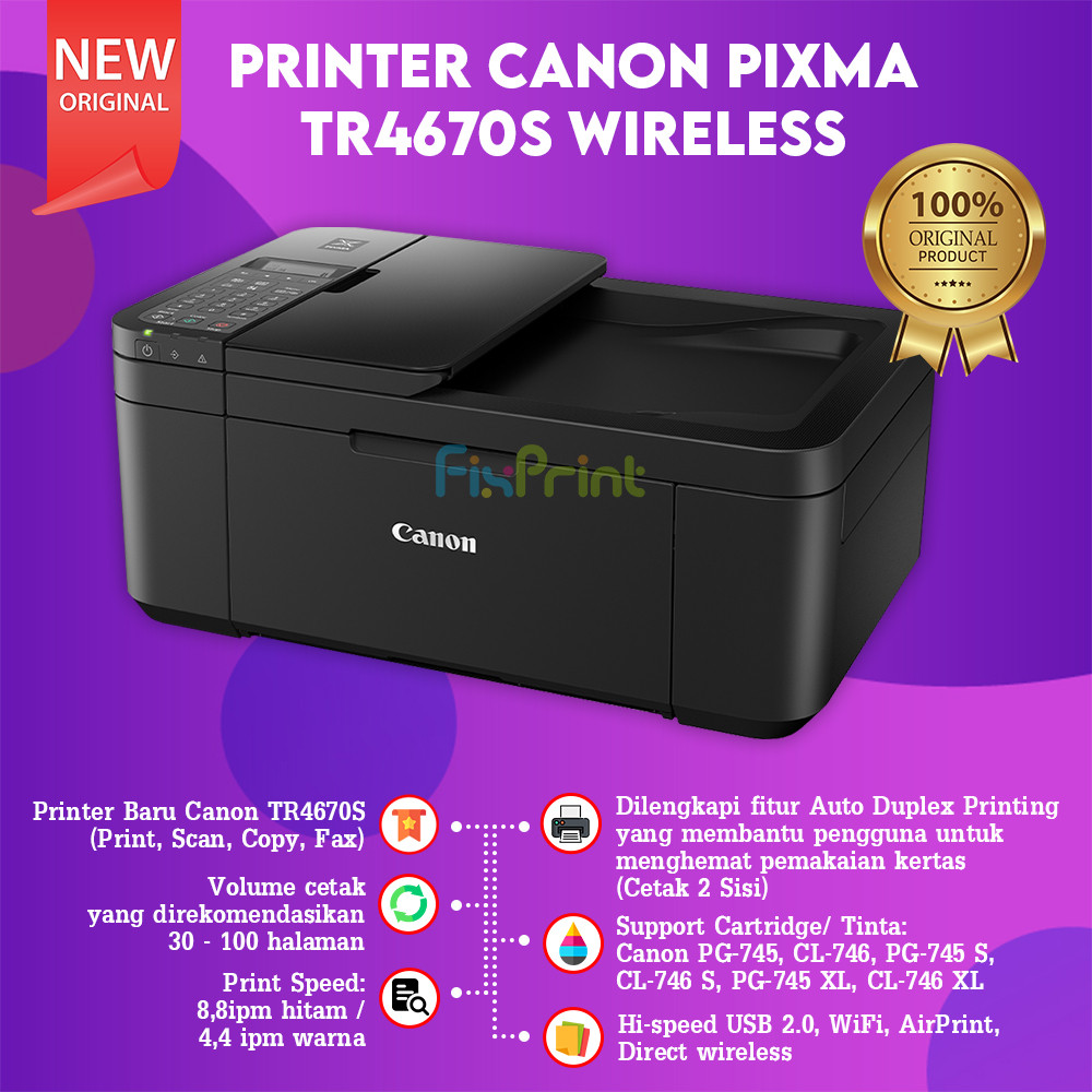 FixPrint Canon PIXMA TR4570S Print Scan Copy Fax Wifi TR6570 4670 ALL IN ONE ADF / PIXMA E470 CANON A4 WIFI - Gambar 3