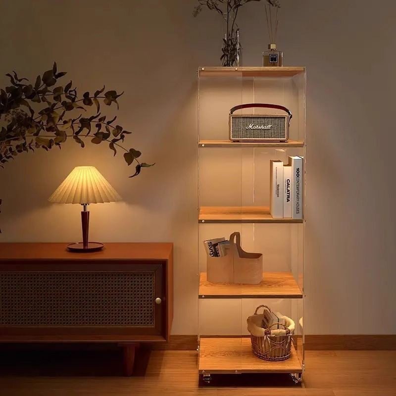 [Floating Aesthetic]Acrylic Rotating Bookshelf360Living Room TV Side ...