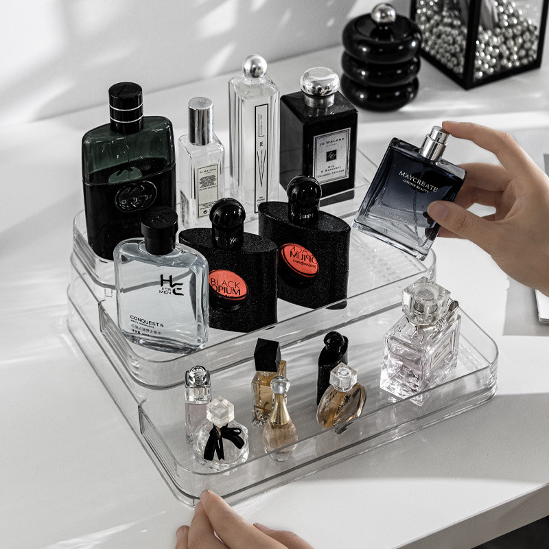 Acrylic Desktop Perfume Storage Rack Dressing Table Cosmetics Storage ...