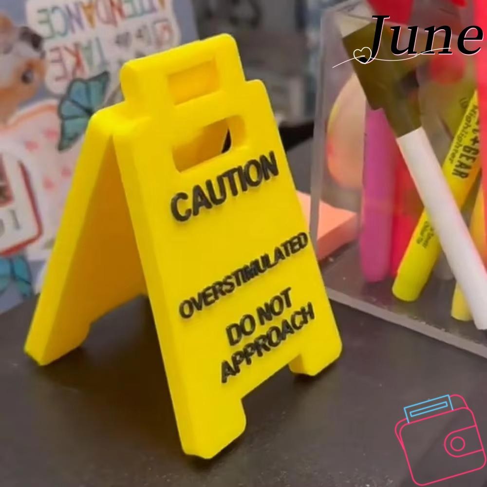 JUNE Warning Sign, Durable Bright Yellow Caution Overstimulated Desk ...