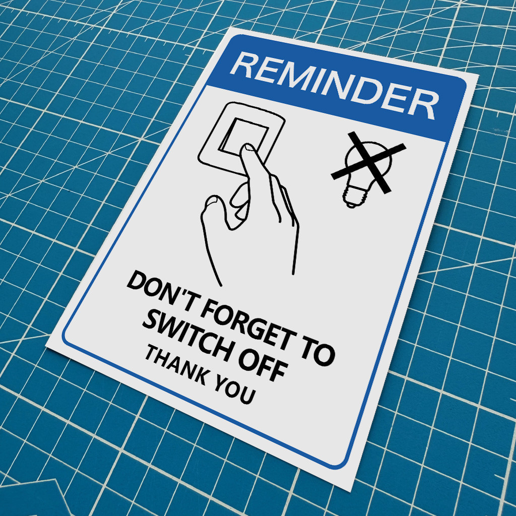 DON'T FORGET TO SWITCH OFF Reminder Sticker Sign Notice to Turn Power ...