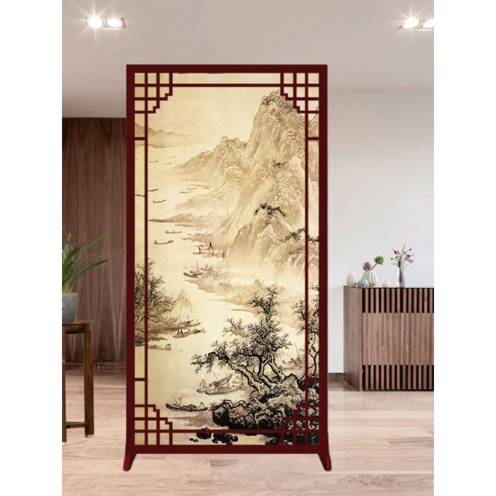 Chinese Style Screen Partition Wall Living Room Entrance Solid Wood ...