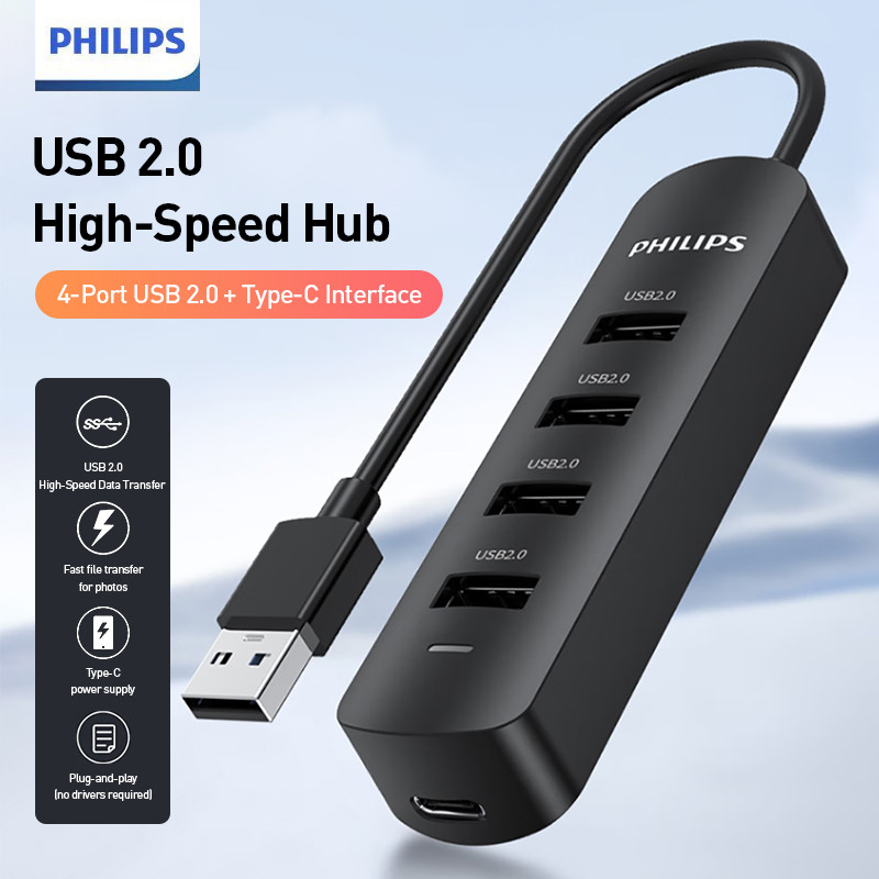 Philips USB Hub 2.0 USB2.0*4, Type-C*1 | Shopee Singapore