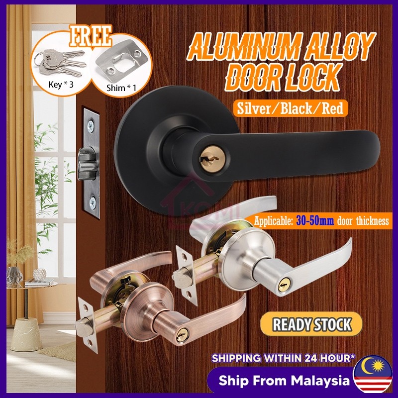 Door Lock L Type Handle Tubular Rod Cylindrical Door Lock Tombol Pintu ...