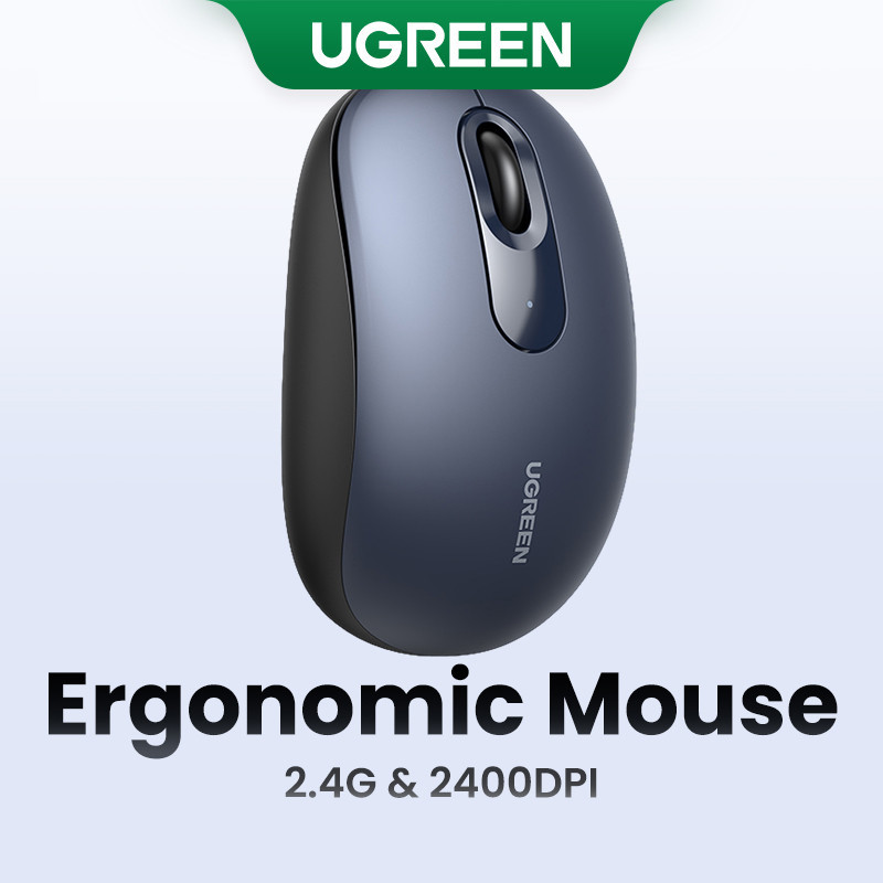 UGREEN 2.4G Wireless Silent Mouse 2400DPI Ergonomic Design Mouse with ...