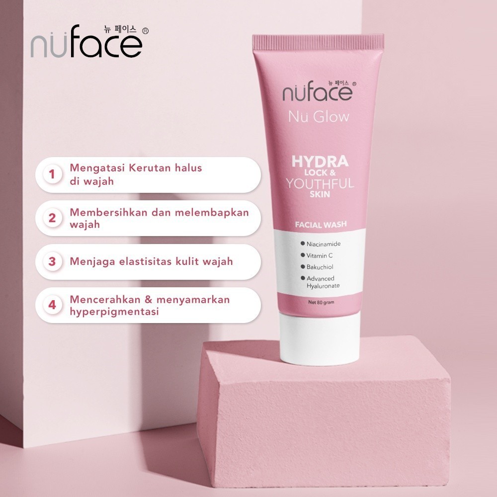 Nuface Nu Glow Facial Wash 80ml / Hydra Lock & Youthful / Brighten & Supple / Acne / Merah Jingga Official - Gambar 3