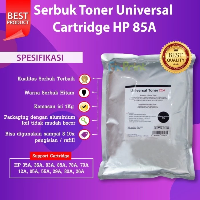 FixPrint Serbuk Toner 1kg Bubuk Refill Cartridge 85A 35A 36A 78A 79A 12A 83A 80A 26A 30A 325 725 FX9