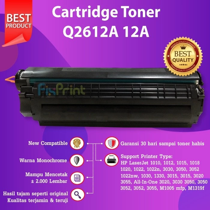 FixPrint Cartridge Toner Xantri 12A Q2612A Compatible for Printer LBP2900 LBP 2900 Premium Grade Xantri - Gambar 3