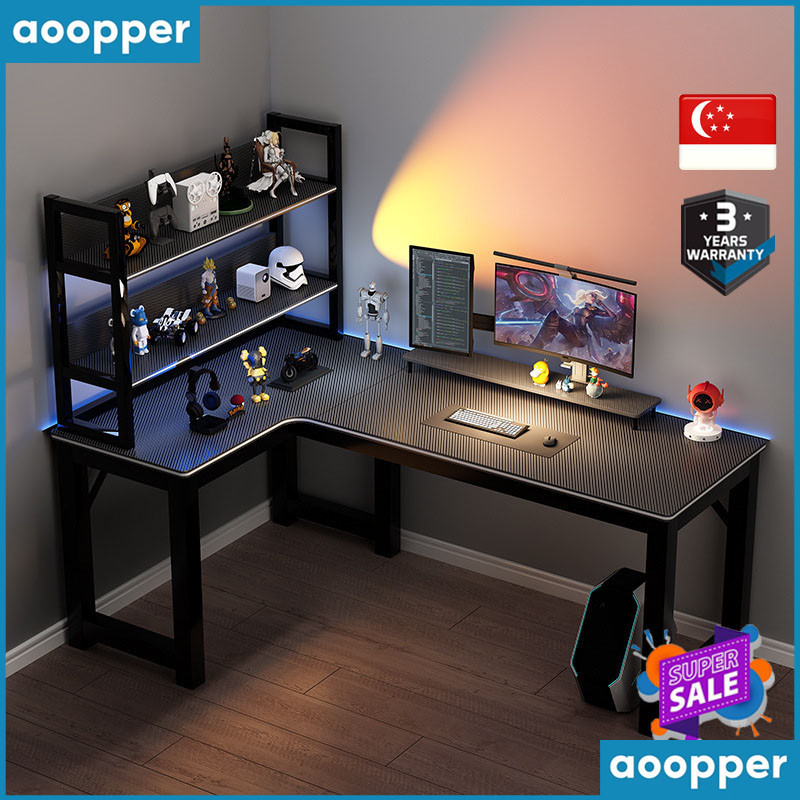 [ Sg ]corner l Shape Computer Table Organizer Gaming Table Carbon Fibre ...