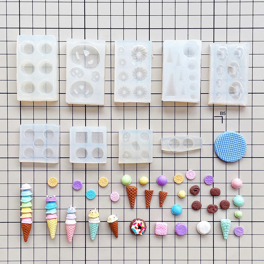 Ultra-light Clay Silicone Mold Mini Pudding Cookie Donut Croissant ...
