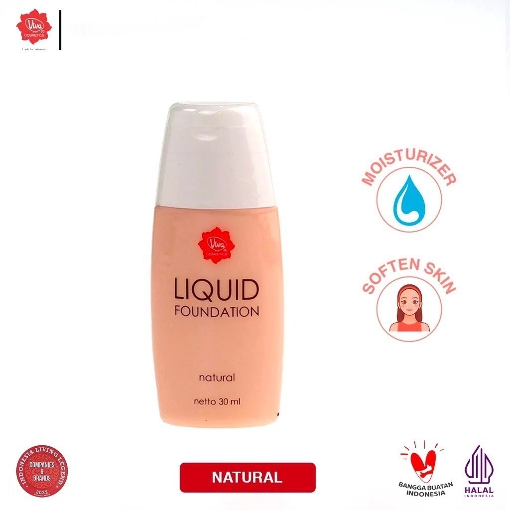 Viva Cosmetic Liquid Foundation Bengkuang / Alas Make Up MakeUp / Merah Jingga Official - Gambar 4
