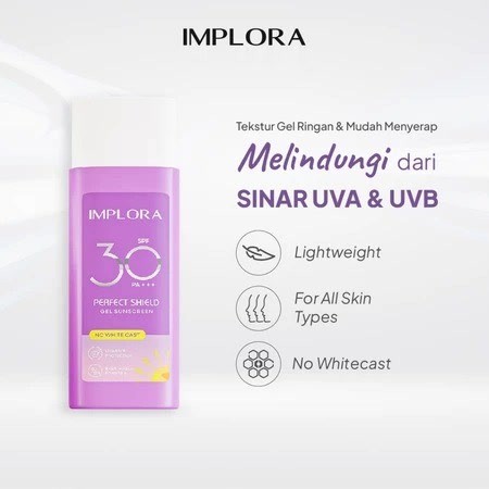 Implora Perfect Shield Gel Sunscreen SPF 30 PA+++ 50ml / Merah Jingga Official - Gambar 2