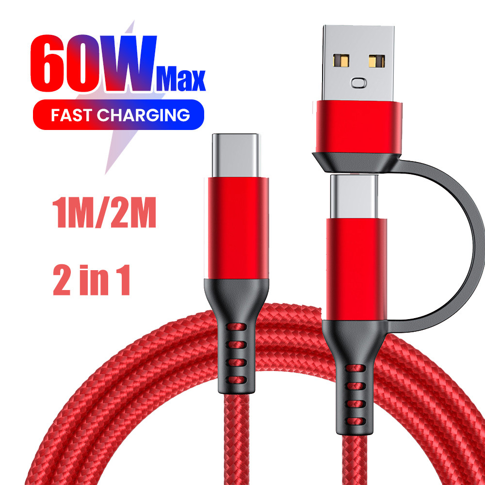 Twitch 60W 3AFast Charging 2 in 1 Multi-functional USB/Type C to Type C ...