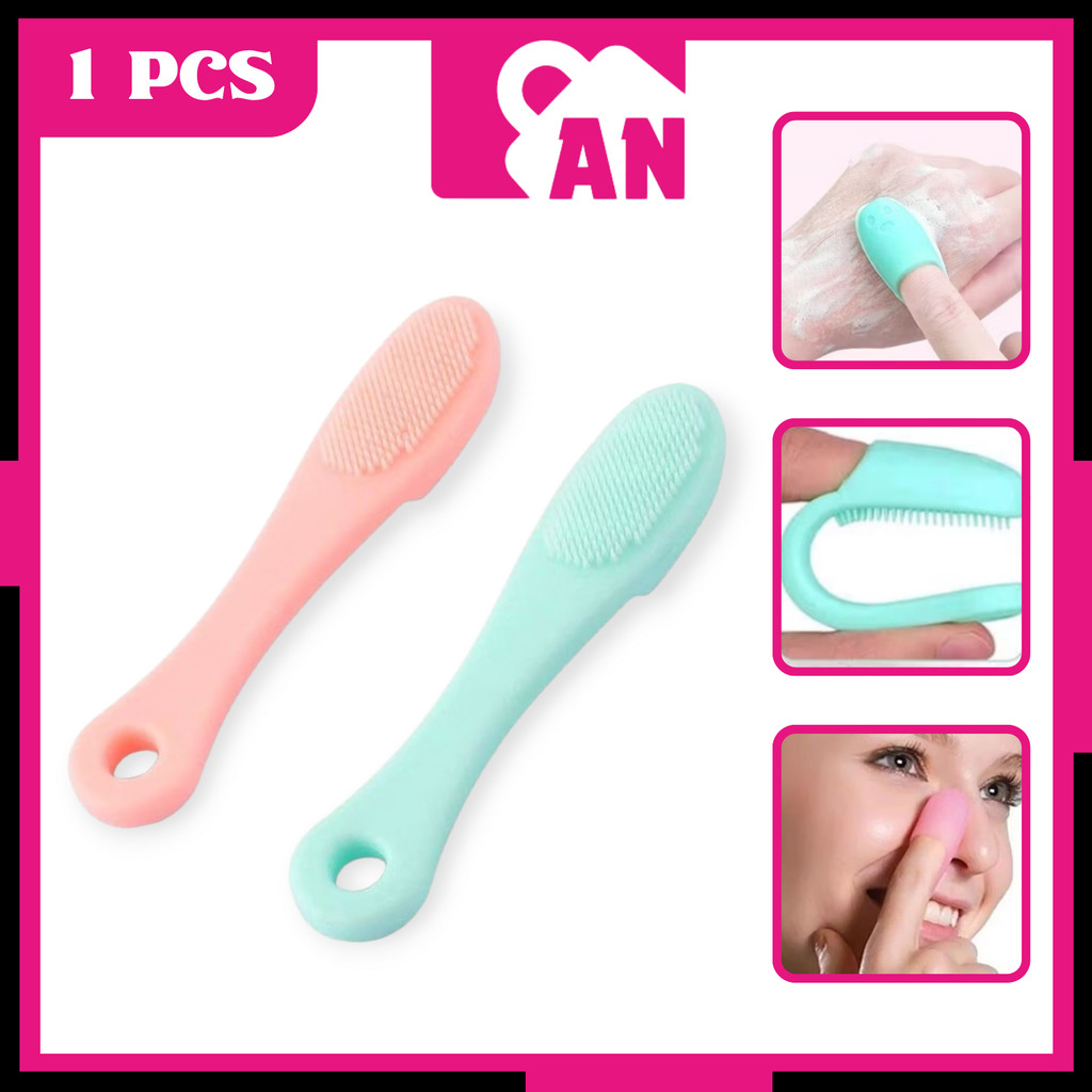 1PCS Sikat Pembersih Komedo Wajah Silicone Cleaning Pad Stick Jari Finger Penggosok Brush Nose Silikon A047