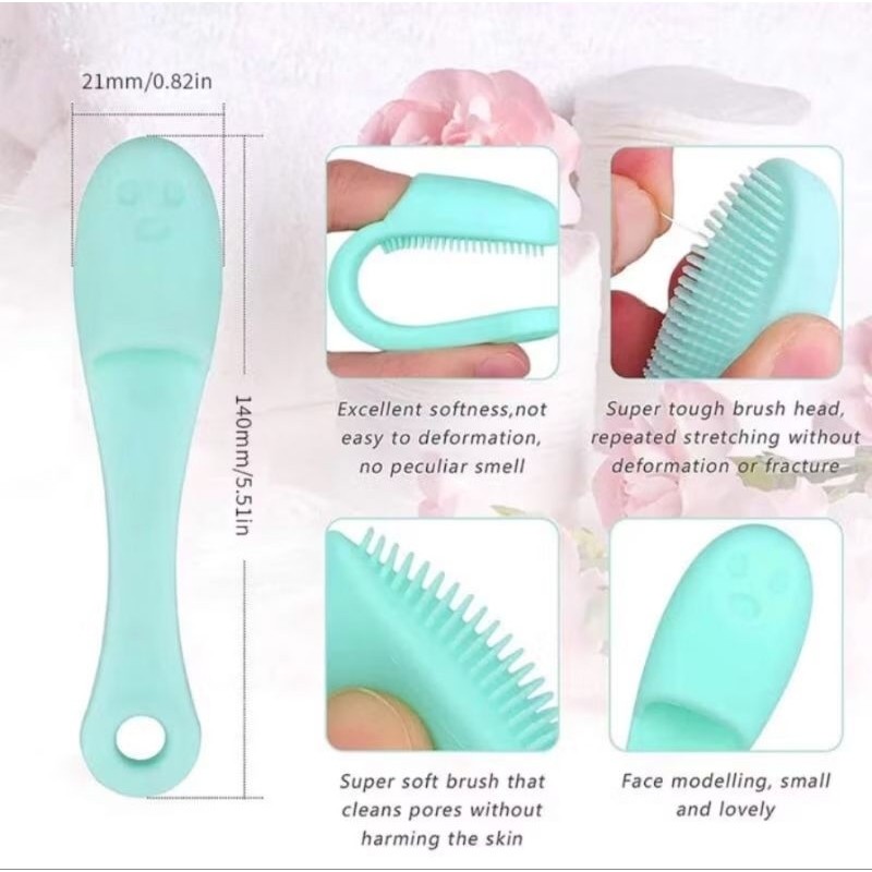 1PCS Sikat Pembersih Komedo Wajah Silicone Cleaning Pad Stick Jari Finger Penggosok Brush Nose Silikon A047 - Gambar 4