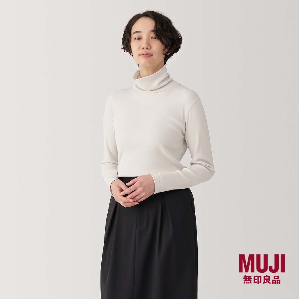 MUJI Ladies Soy Fiber Blend Ribbed Turtle Neck L/S T-Shirt