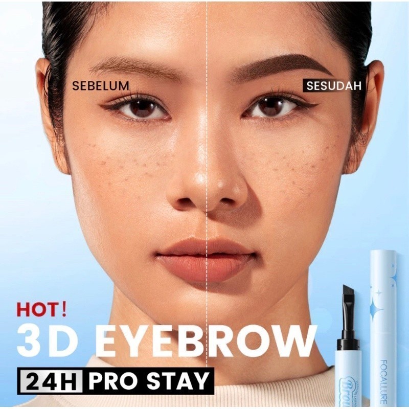 Focallure Pro Stay 3D Eyebrow Pomade Cream 2in1 Waterproof FA-E23 / Merah Jingga Official - Gambar 2