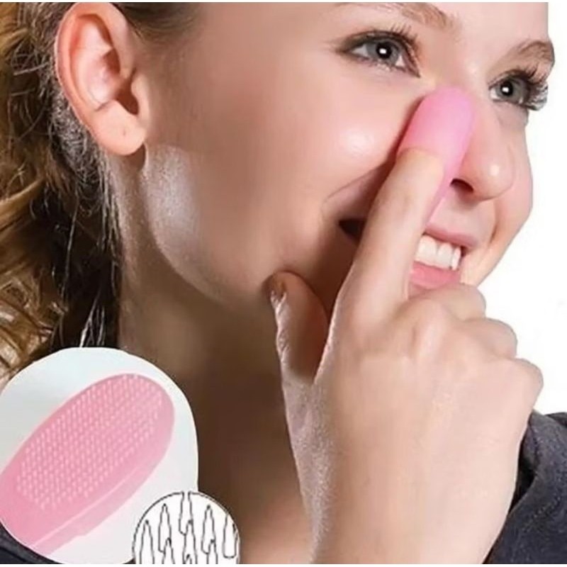 1PCS Sikat Pembersih Komedo Wajah Silicone Cleaning Pad Stick Jari Finger Penggosok Brush Nose Silikon A047 - Gambar 2