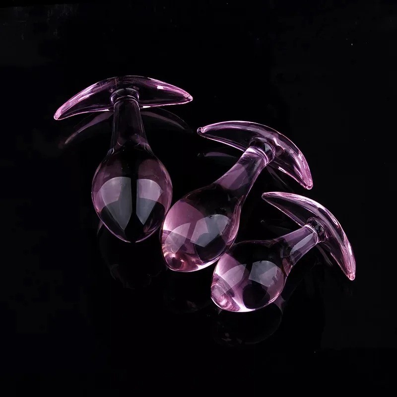 Cute Pink Glass Anal plug Set M L For Female Women Sleep Vaginal Anus ...
