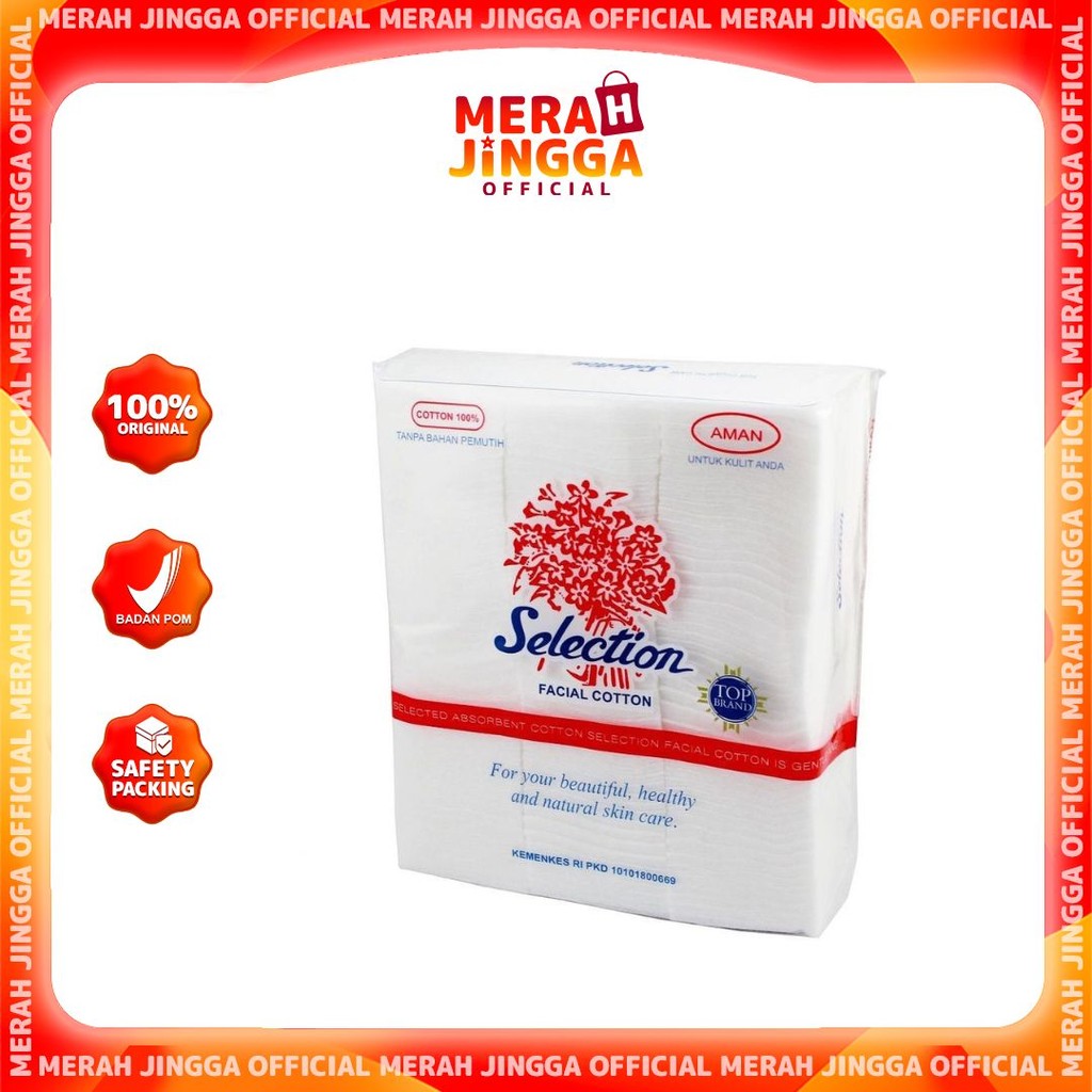 Selection Facial Cotton Kotak 75gr / Kapas / Merah Jingga Official