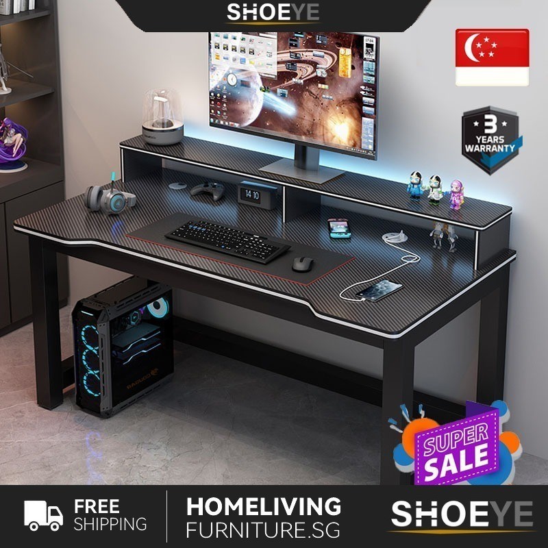 [ SG ]Carbon Fibre Computer Table Organizer Gaming Table Monitor Stand ...