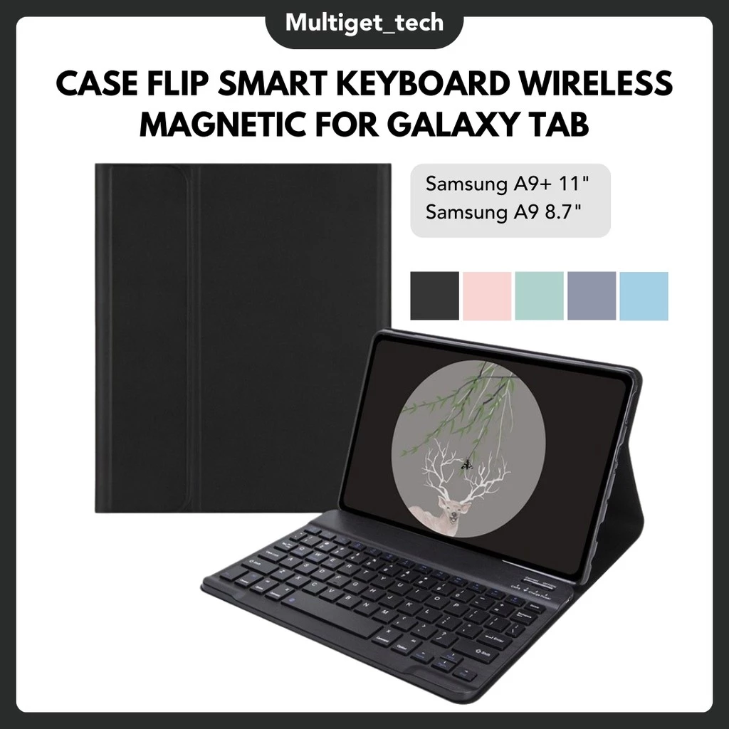 Case Samsung Tab A11+ 11"/A11 8.7" A7 Lite with Bluetooth Keyboard Set Smart Autolock Magnetic Cover Compatible A8 X200 X205 S6 Lite Samsung S7/S8 Premium Quality Pastel Color Casing