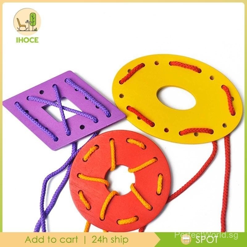 【In stock】[Ihoce] Wooden Lacing Cards Early Learning Montessori Toys ...