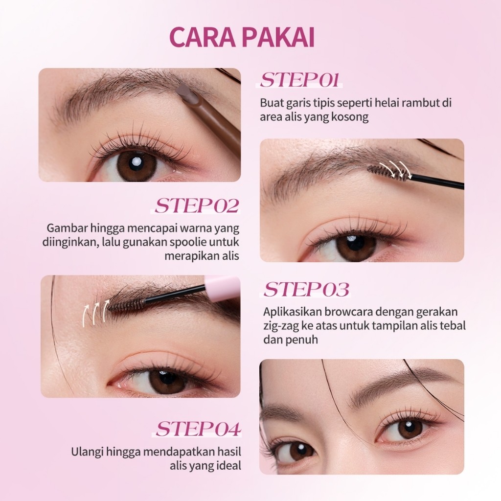 BNB barenbliss Make Me Plushy Eyebrow Duo 2-in-1 Pensil Alis & Browcara 24H / Merah Jingga Official - Gambar 2