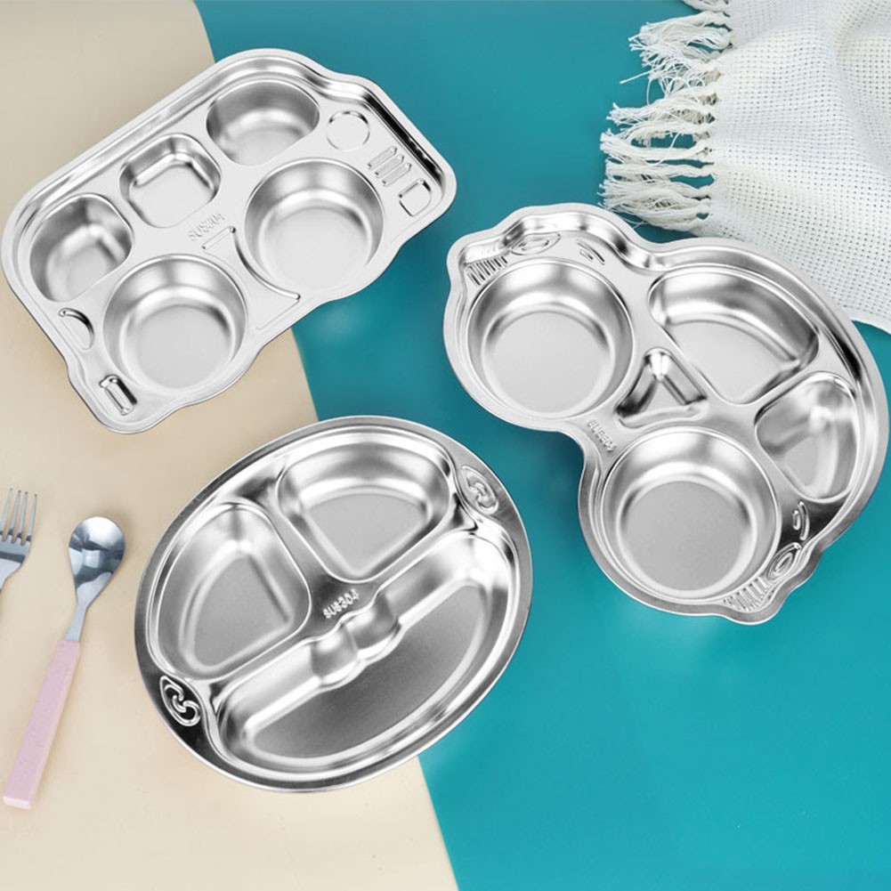  colorful sturdy stainless steel food plate with dividers enjoy a