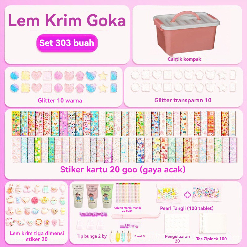 GANTUNGAN DIY Acrylic Keychain Set 303pcs Card Sticker luca Gum Cream ...