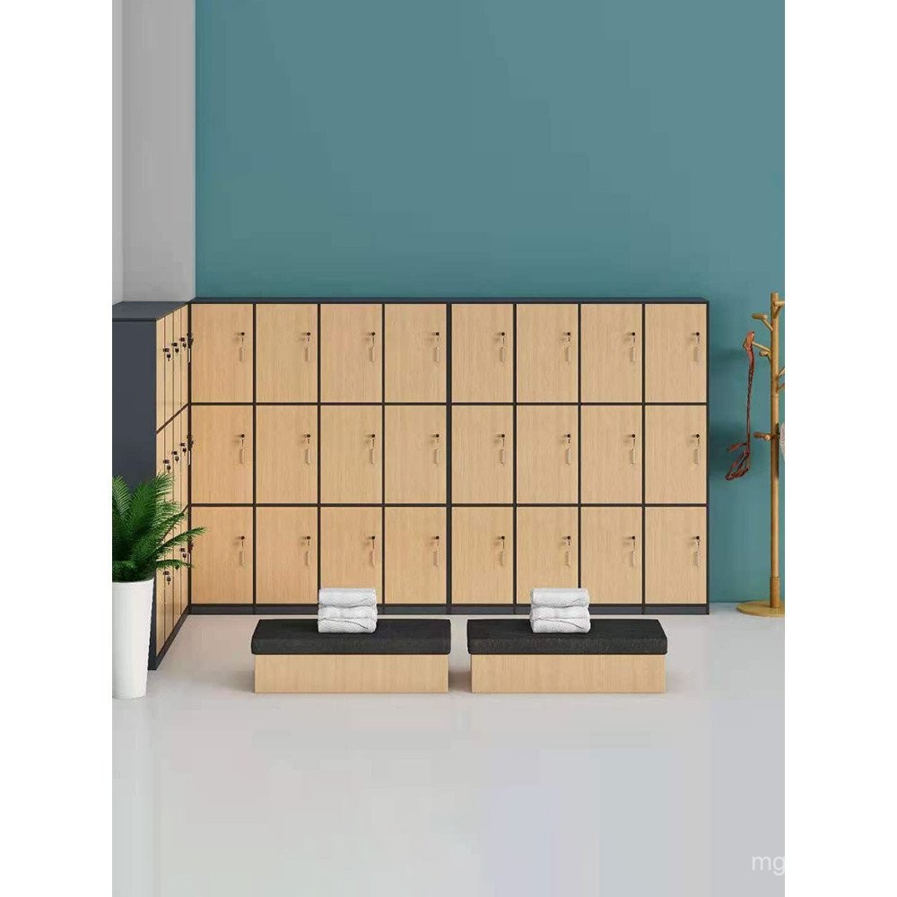 Locker Cabinet Employee Storage Cabinet Simple Wooden Lockable Gym ...